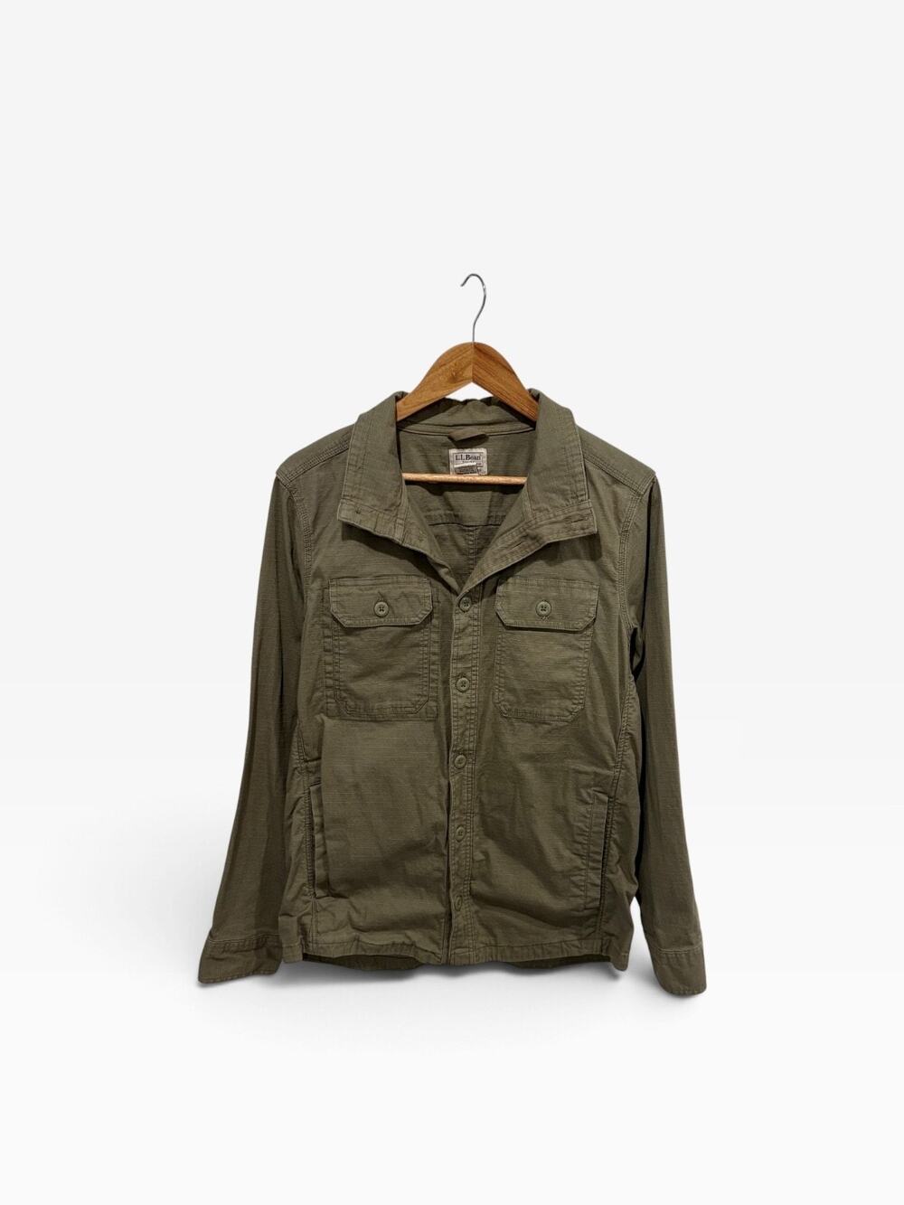 L.L. Bean Slightly Fitted Shirt Shacket Men's Small Green Button Down